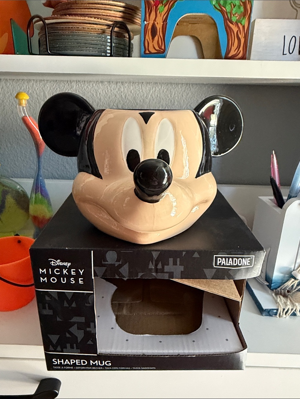 Disney Mickey Mouse Black and Beige Shaped Ceramic Mug by Paladone